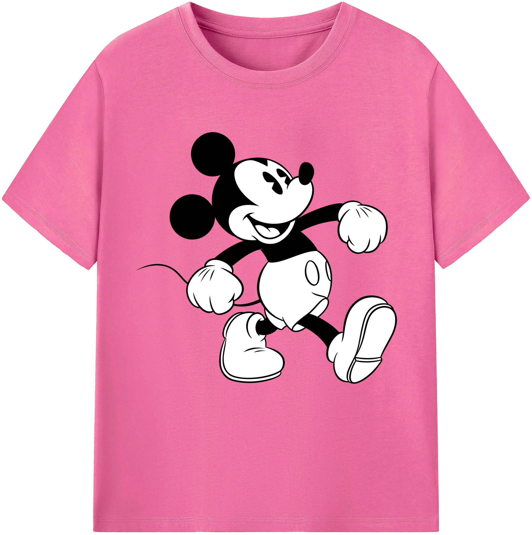 （画像用） ミッキーマウス Mickey Mouse レディースカジュアルプリントTシャツ（綿100％）